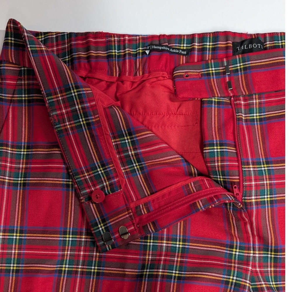 Talbots Hampshire Ankle Pant Women 16W Red Plaid NEW Wool Blend Holiday Trousers - Picture 8 of 10